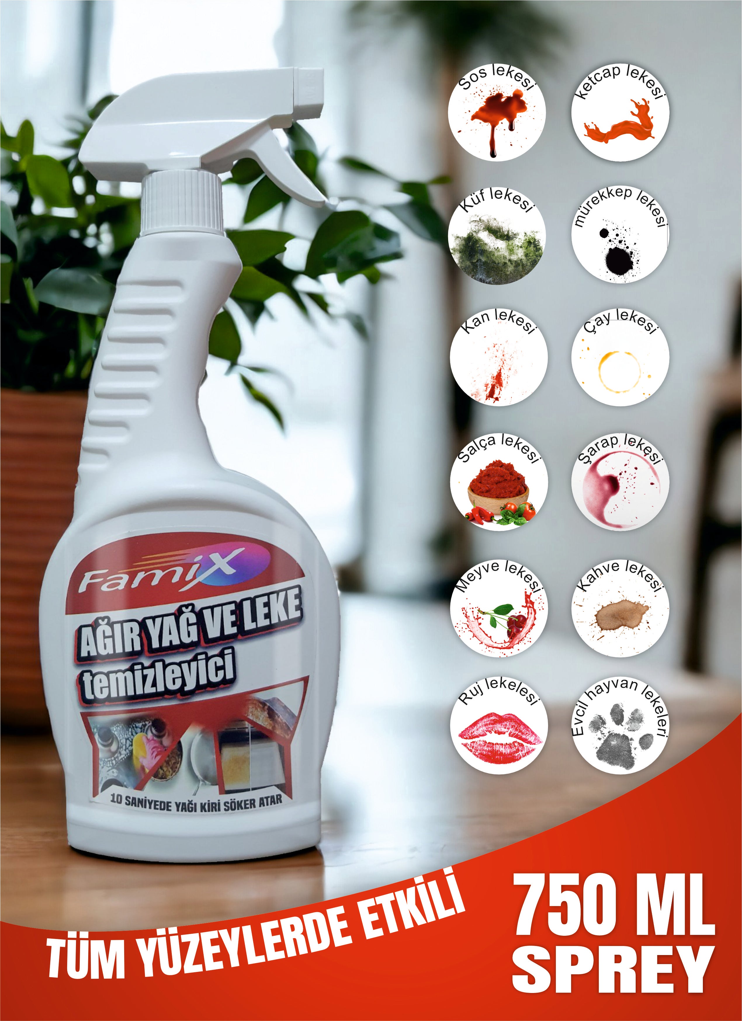 750 ml Famix Ağır Yağ ve Leke Temizleyici