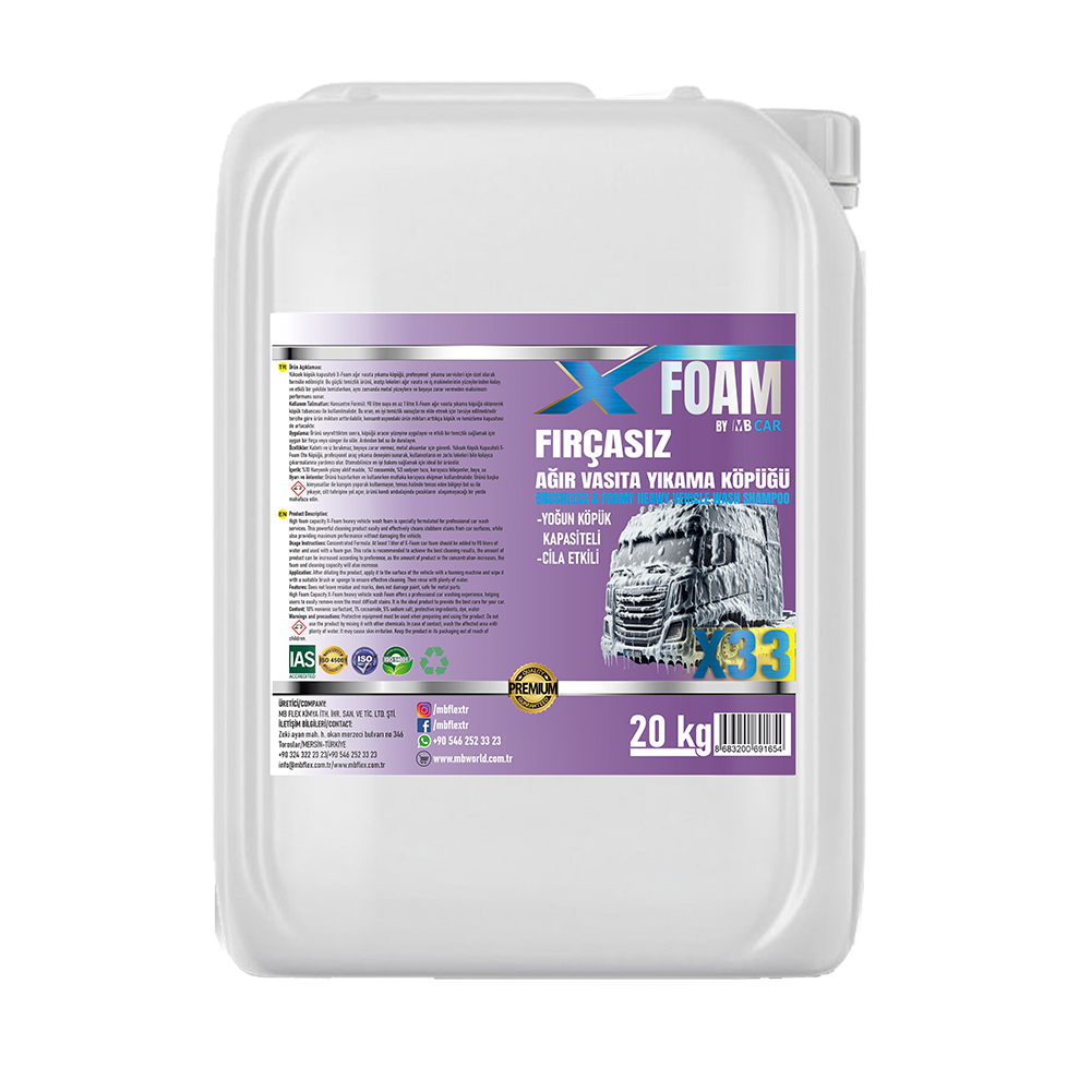 Fırçasız Ağır Vasıta Yıkama Köpüğü X-F-33 20 Lt